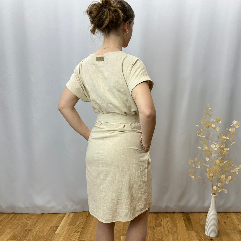 Dámské letní šaty lněné béžové