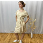 Letní šaty s krátkým rukávem béžové