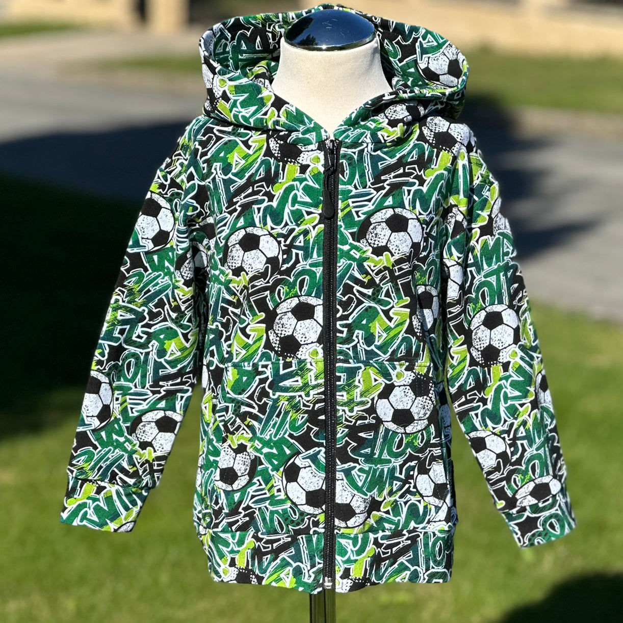 Mikina na zip zelená fotbal