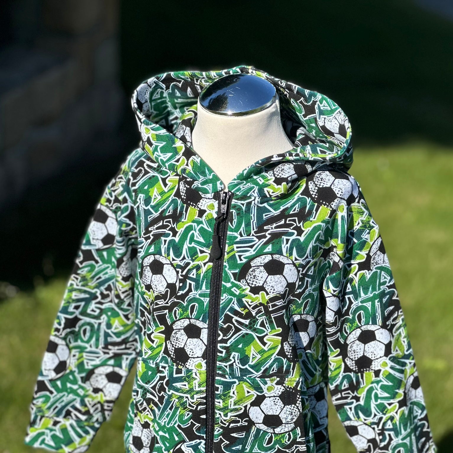 Mikina na zip zelená fotbal