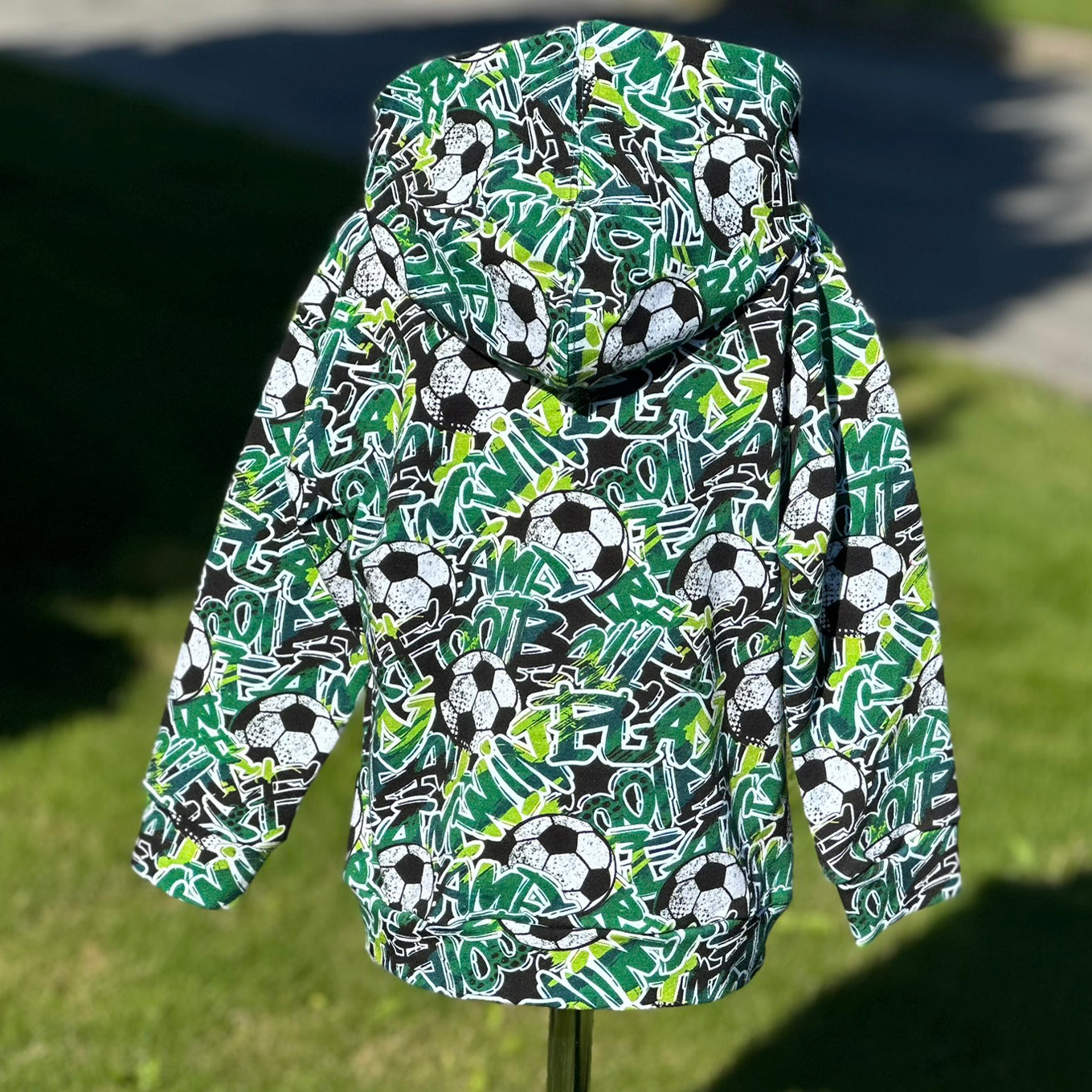 Mikina na zip zelená fotbal