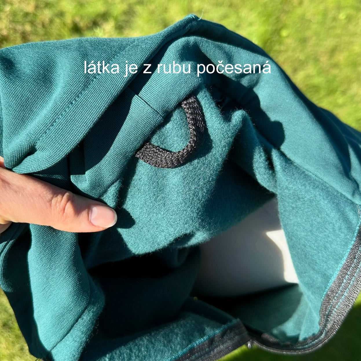 Mikina na zip tmavá smaragdová, chlapecká