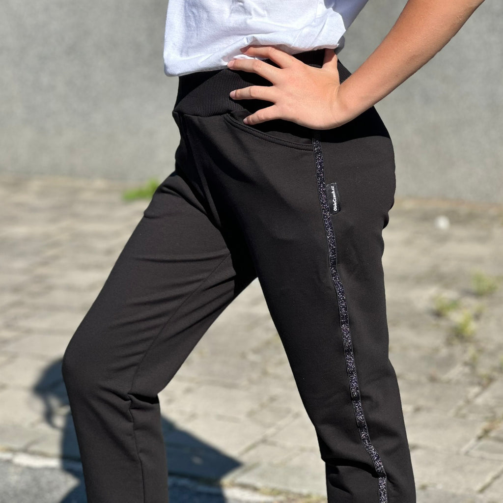 Tepláky Walk černé s lampasem