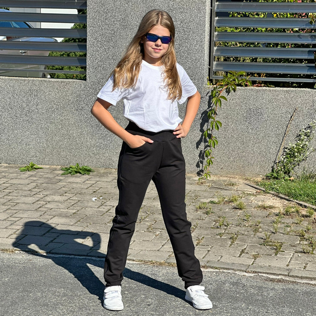 Tepláky Walk černé s lampasem