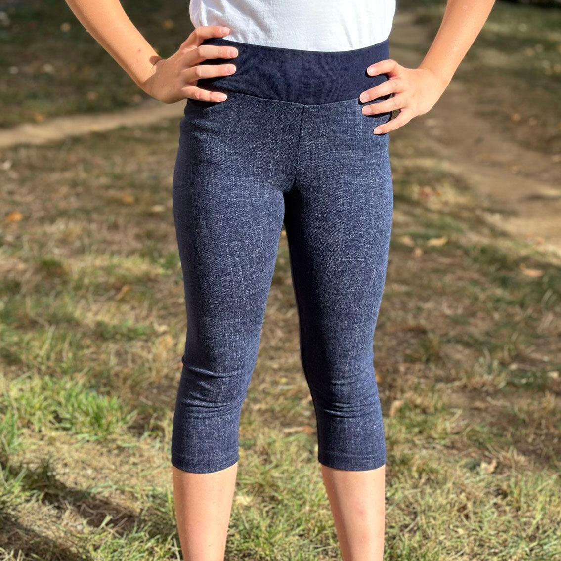 Legíny 3/4 tmavě modré denim