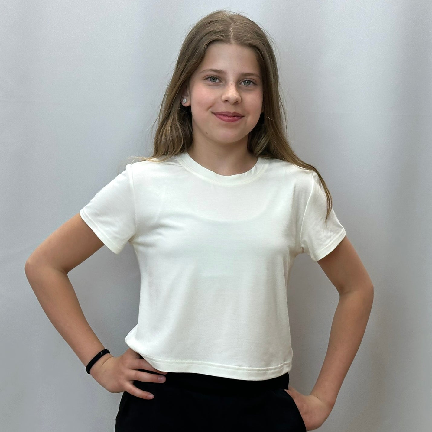 Dívčí smetanový crop top