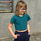 Crop top tmavě smaragdový