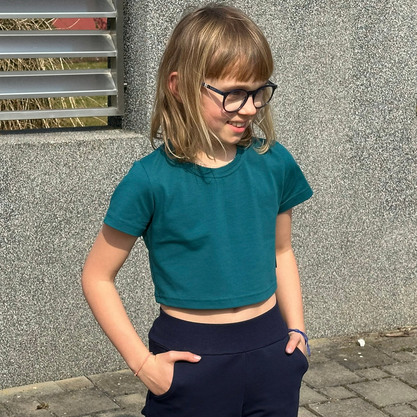 Crop top tmavě smaragdový