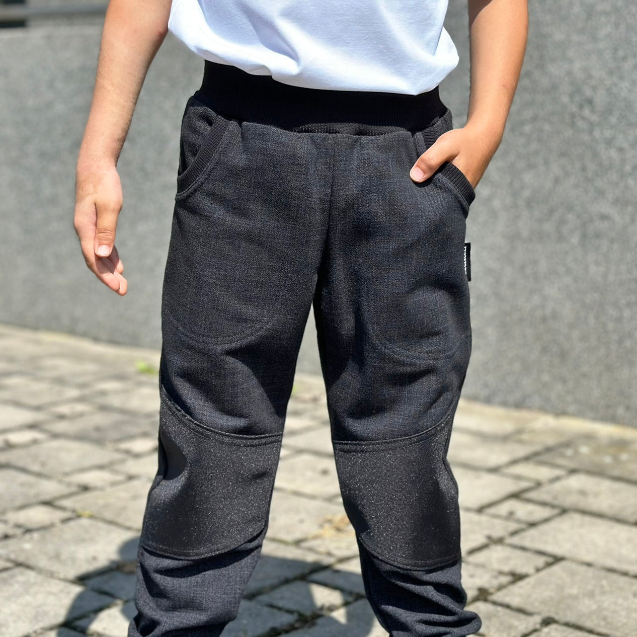 Tepláky černé denim