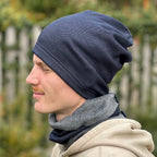 Zimní čepice tmavě modrá denim