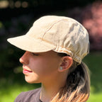 Lněná béžová kšiltovka