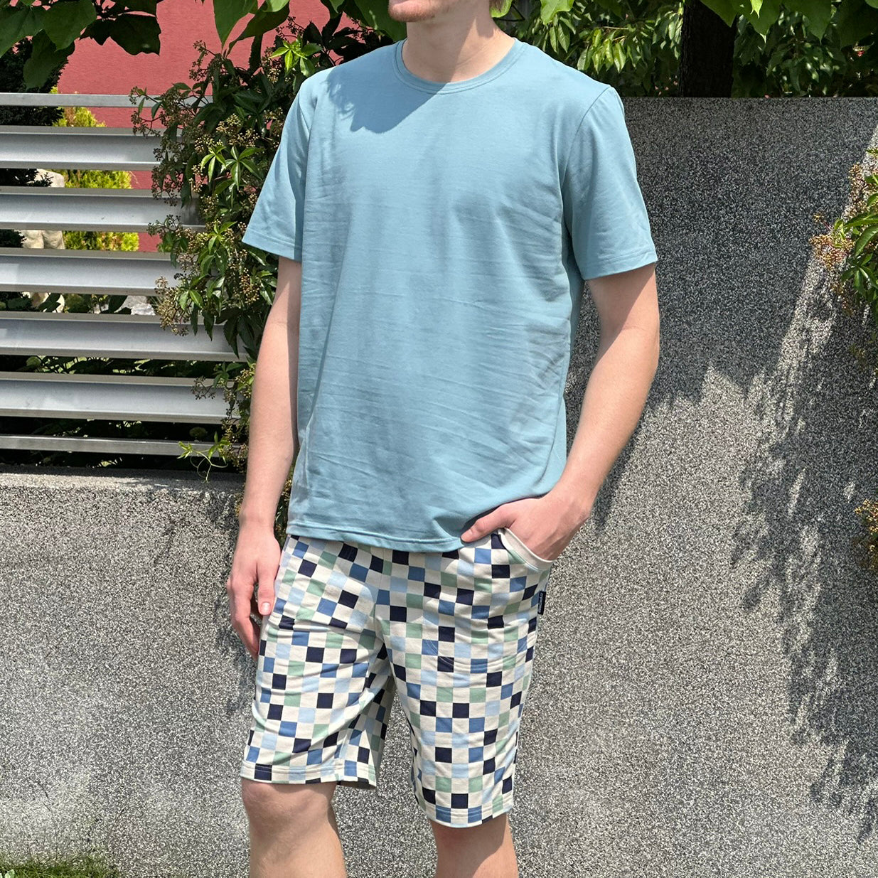 Pánský letní pyžamový komplet kostky