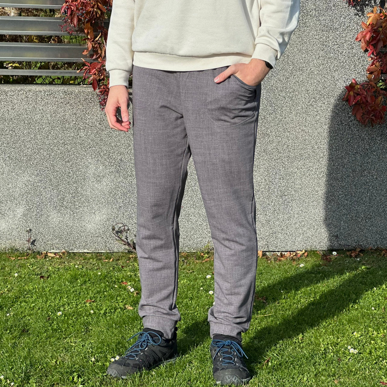 Pánské tepláky šedé denim
