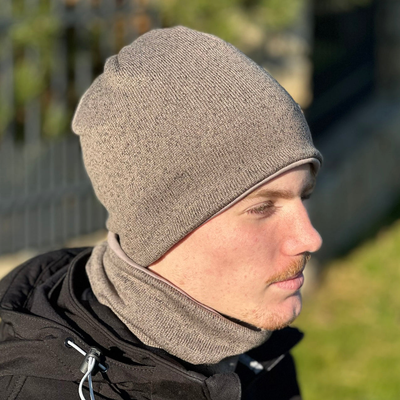 Zimní čepice taupe melír Tom