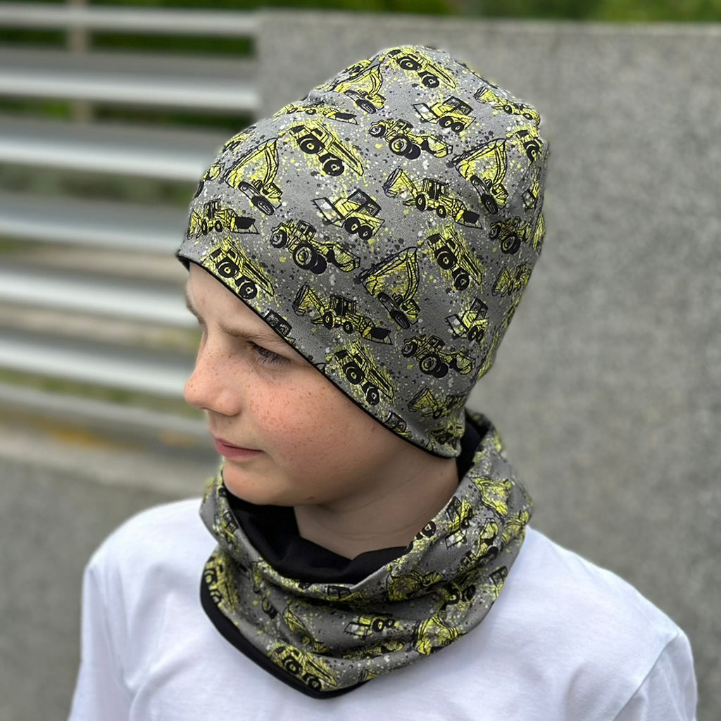 Jarní/podzimní čepice šedá stavební stroje Ben