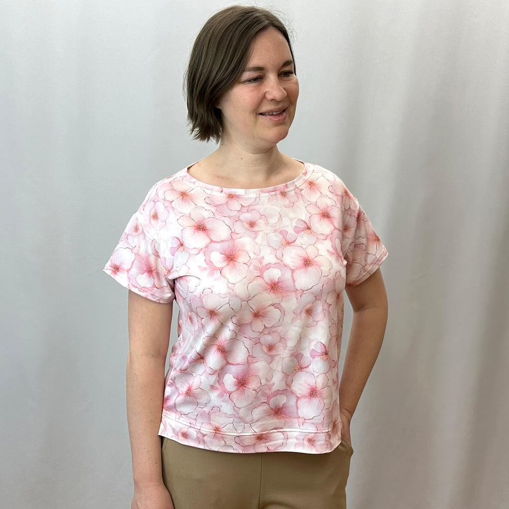 Dámské letní tričko růžové květy