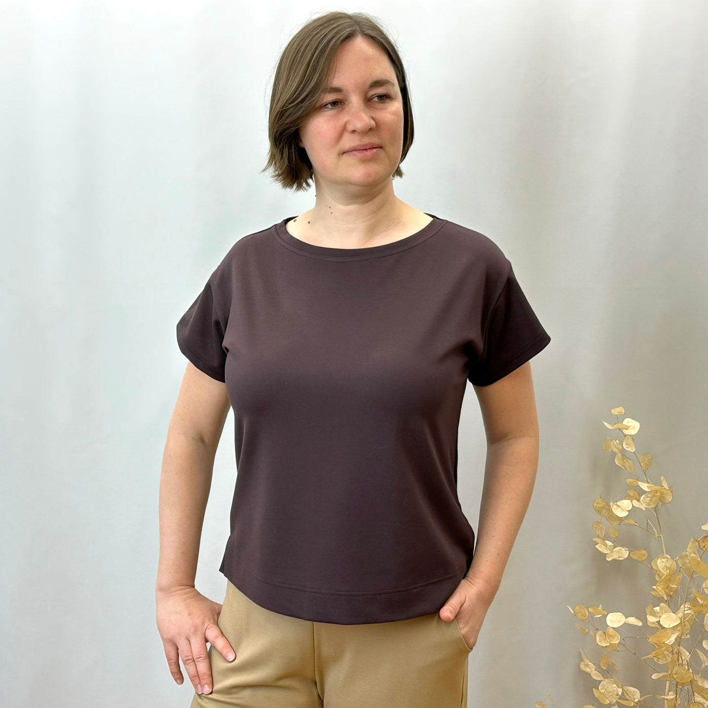 Dámské hnědé tričko z viskózy