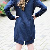 Dívčí šaty s kapsami mikinové tmavě modrý denim ObleCzech